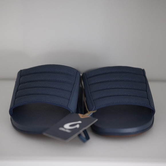 BRAND NEW MENS OLUKAI MAHA OLU MOONLIT OCEAN BLUE SLIDE SANDALS